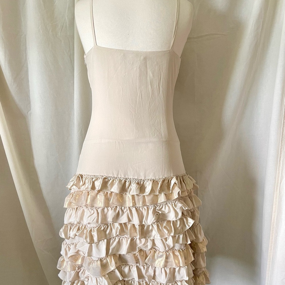 Elegant Cream Ruffle Prom Dress - Picture 6 of 15